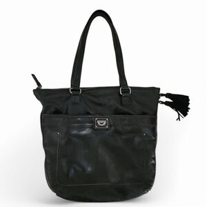 THE SAK Black Leather Tote Bag – Boho Shoulder Bag with Tassel